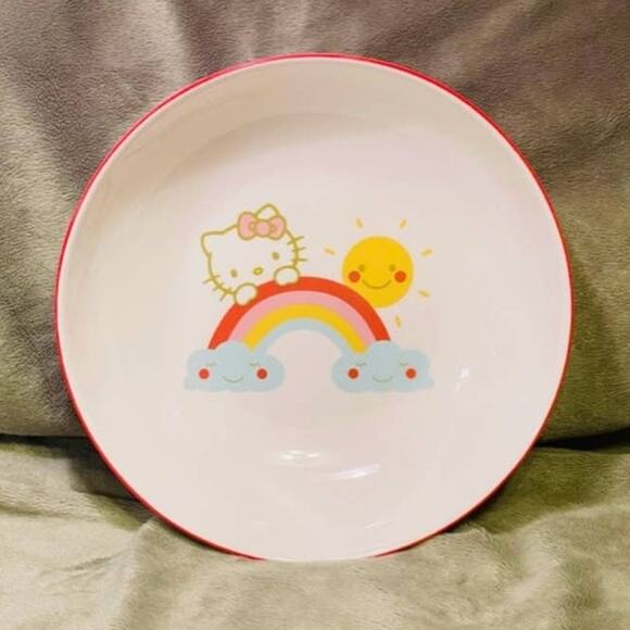 Hello Kitty Rainbow & Sunshine 9 1/4" Round Ceramic Serving Bowl- NEW - Picture 1 of 4